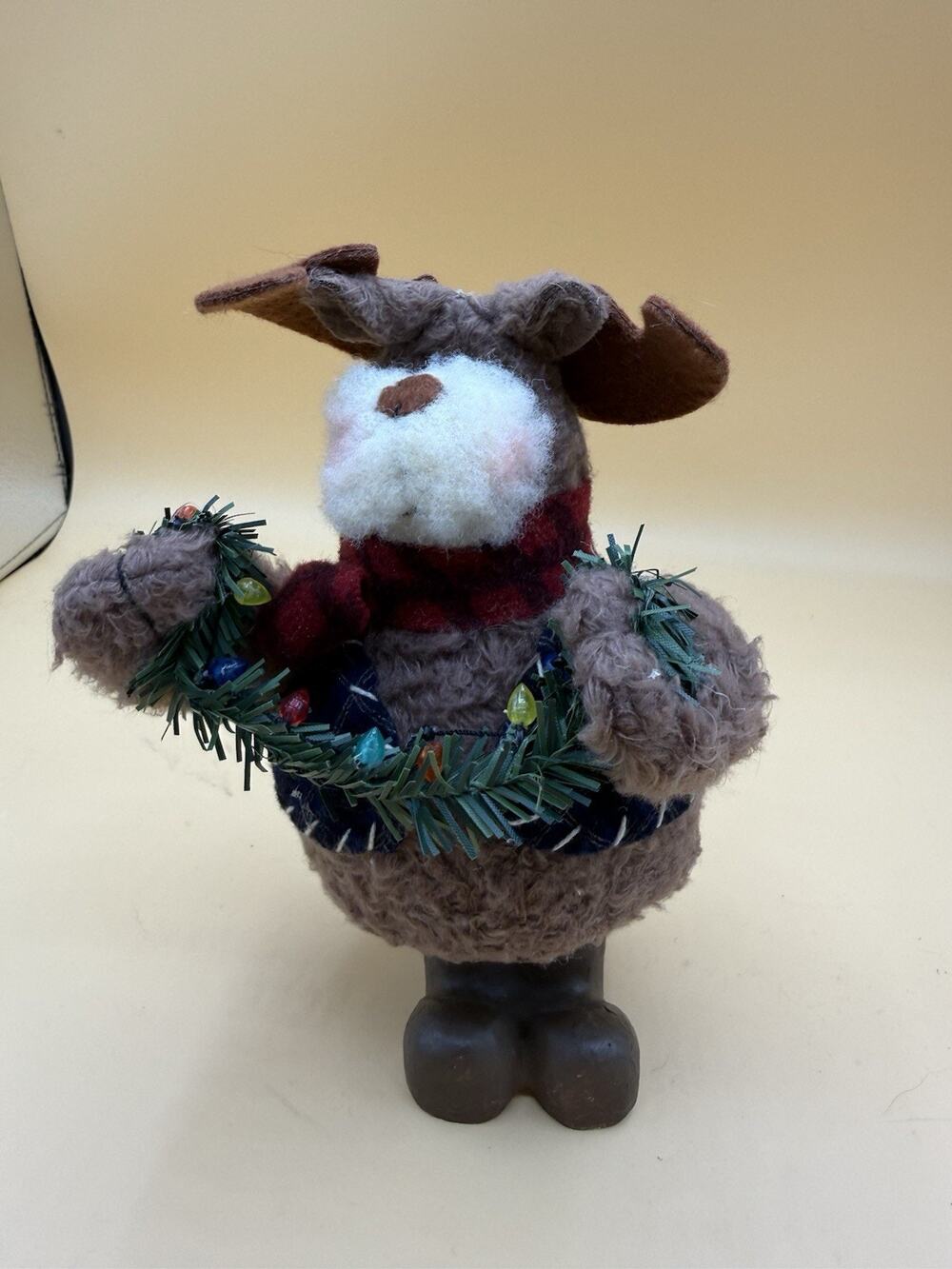 Rustic Christmas Moose Reindeer Bobble Plush Figure Garland Spring Decor